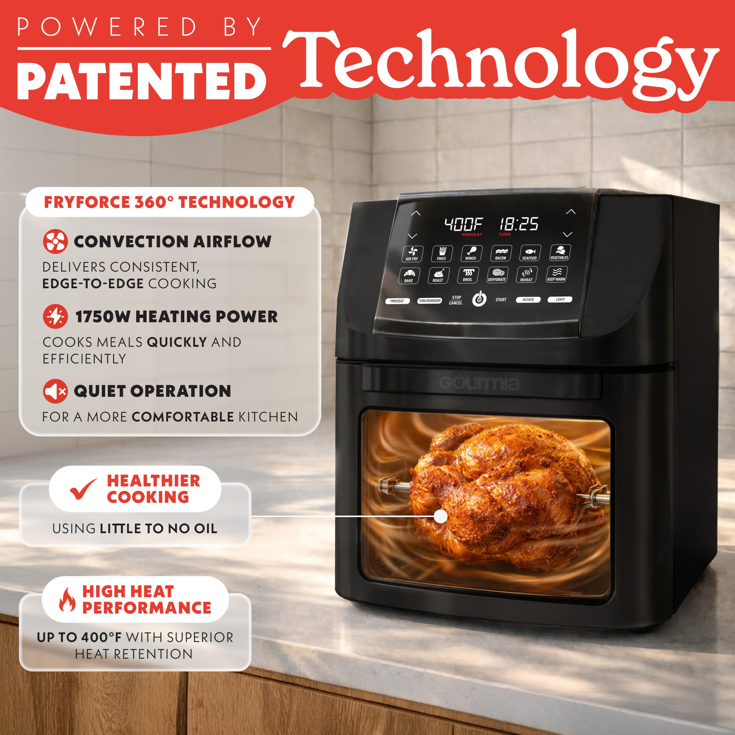 Gourmia Conjunto de torradeira Air Fryer - All-in-One 14 litros